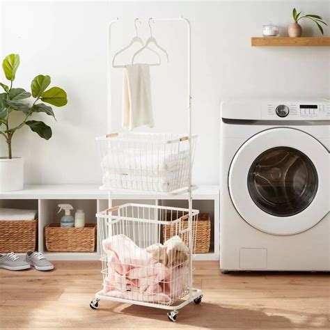 metal laundry station with basket